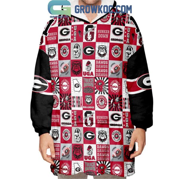 Georiga Bulldogs Dawgs UGA 2024 Christmas Oodie Hoodie Blanket