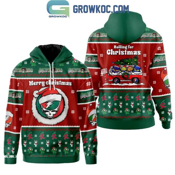 Grateful Dead Merry Christmas 2024 Rolling For Christmas Hoodie Sweater