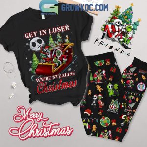 Grinch Jack Skellington Get In Loser We?re Stealing Christmas 2024 Fleece Pajamas Set