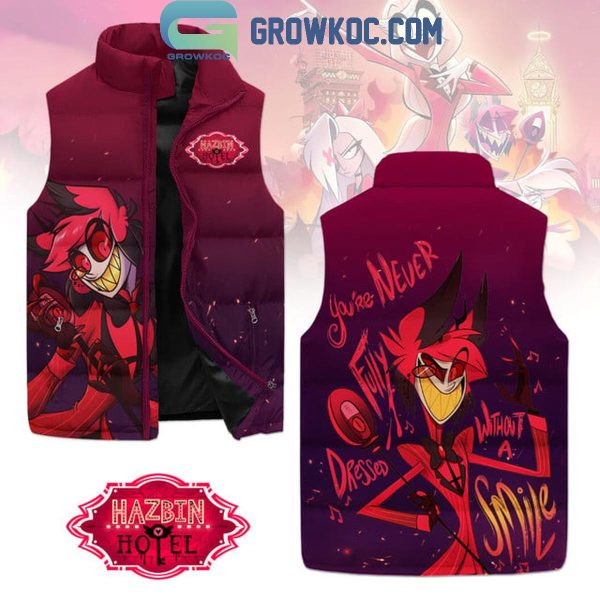 Hazbin Hotel You’re Never Fully Dressed Without A Smile Sleeveless Puffer Jacket