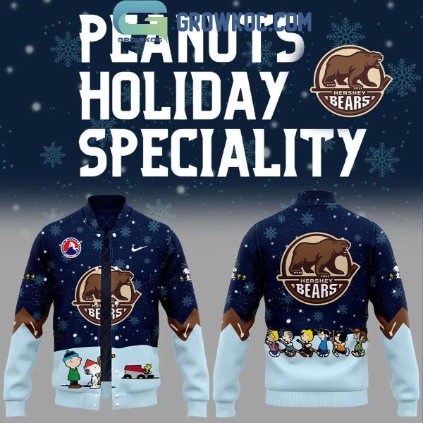 Hershey Bears Christmas Peanuts Friends Snoopy Winter Baseball Jacket