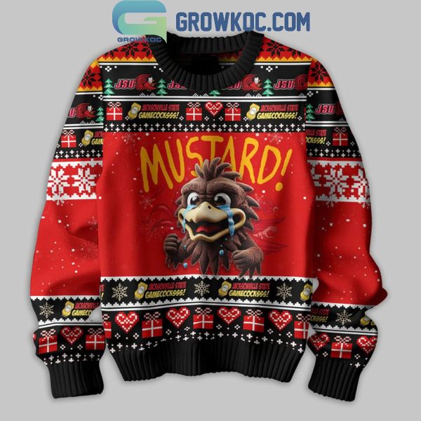 Jacksonville State Gamecocks Mustard Not Like Us Christmas Ugly Sweater