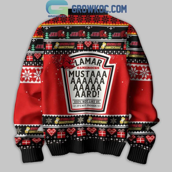 Jacksonville State Gamecocks Mustard Not Like Us Christmas Ugly Sweater