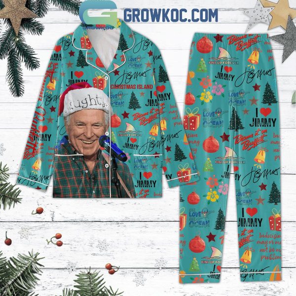 Jimmy Buffet Fins Up Forever Christmas Island 2024 Polyester Pajamas Set