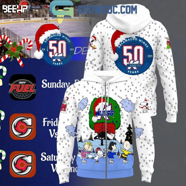 Kalamazoo Wings 50 Years Hockey Peanuts Ice Skating Winter 2024 Hoodie T-Shirt