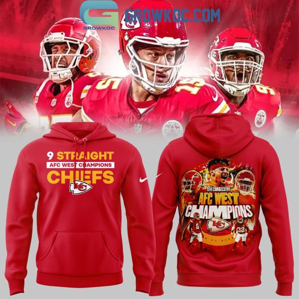 Kansas City Chiefs 9 Straight AFC West 2024 Division Champions Hoodie T-Shirt