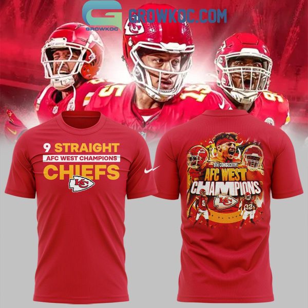 Kansas City Chiefs 9 Straight AFC West 2024 Division Champions Hoodie T-Shirt