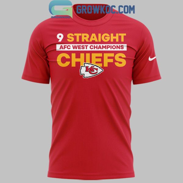 Kansas City Chiefs 9 Straight AFC West 2024 Division Champions Hoodie T-Shirt