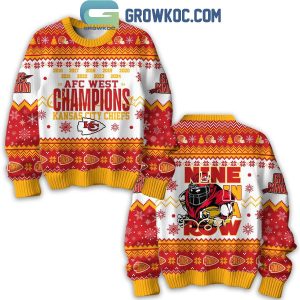 Kansas City Chiefs Nine In A Row AFC West Champions 2024 Christmas Ugly Sweater