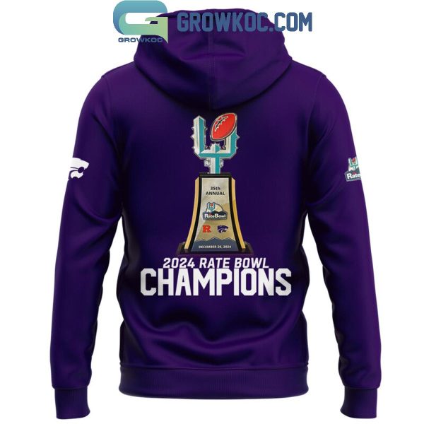 Kansas State Wildcats Football 2024 Rate Bowl Champions Purple Hoodie T Shirt