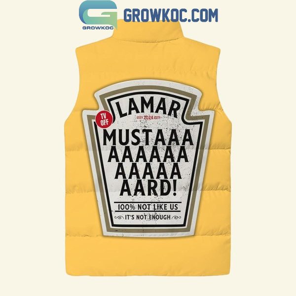 Kendrick Lamar Merry Mustard 100% Not Like Us Yellow Sleeveless Puffer Jacket