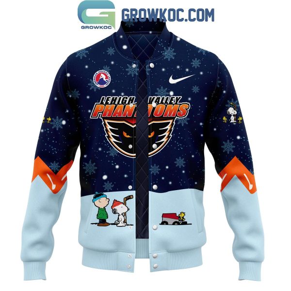 Lehigh Valley Phantoms Peanuts Snoopy Celebrating Christmas Night Baseball Jacket