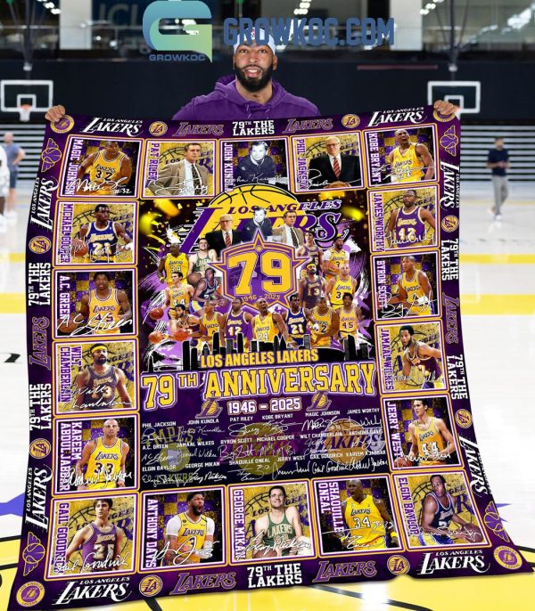 Los Angeles Lakers 79th Anniversary 1846-2025 Forever Fleece Blanket Quilt