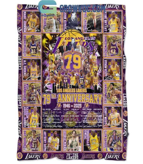 Los Angeles Lakers 79th Anniversary 1846-2025 Forever Fleece Blanket Quilt