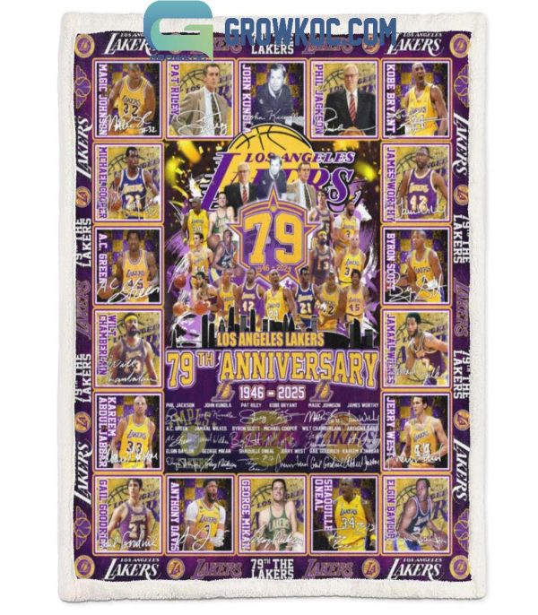 Los Angeles Lakers 79th Anniversary 1846-2025 Forever Fleece Blanket Quilt