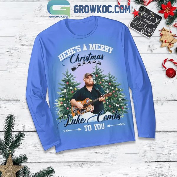 Luke Combs Here’s A Merry Christmas To You Fleece Pajamas Set