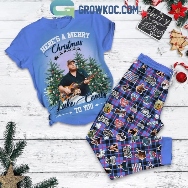 Luke Combs Here’s A Merry Christmas To You Fleece Pajamas Set