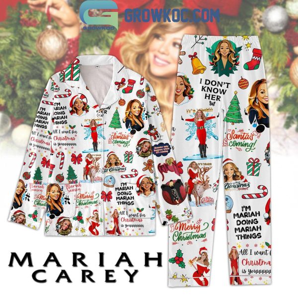 Mariah Carey Doing Mariah Things On Christmas 2024 Polyester Pajamas Set