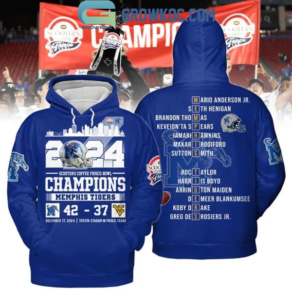 Memphis Tigers 2024 Scooter Coffee Frisco Bowl Champions Hoodie T-Shirt