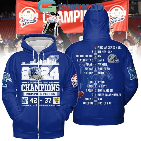 Memphis Tigers 2024 Scooter Coffee Frisco Bowl Champions Hoodie T-Shirt