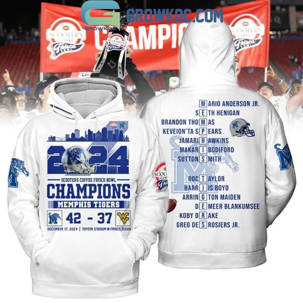 Memphis Tigers 2024 Scooter Coffee Frisco Bowl Champions Hoodie T-Shirt