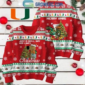 Miami Hurricanes Just A Chill Guy Who Love 2024 Christmas Ugly Sweater