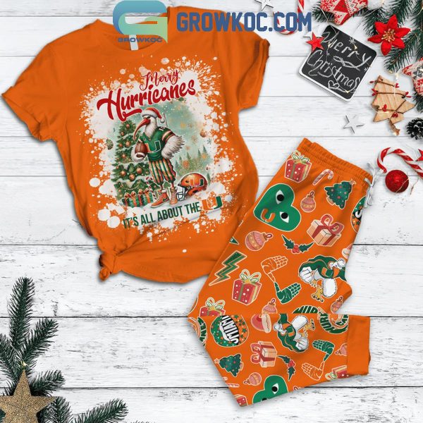 Miami Hurricanes Merry Hurricanes Xmas 2024 Christmas Fleece Pajamas Set