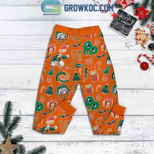 Miami Hurricanes Merry Hurricanes Xmas 2024 Christmas Fleece Pajamas Set