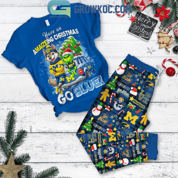 Michigan Wolverines Have An Amaizeing 2024 Christmas Fleece Pajamas Set