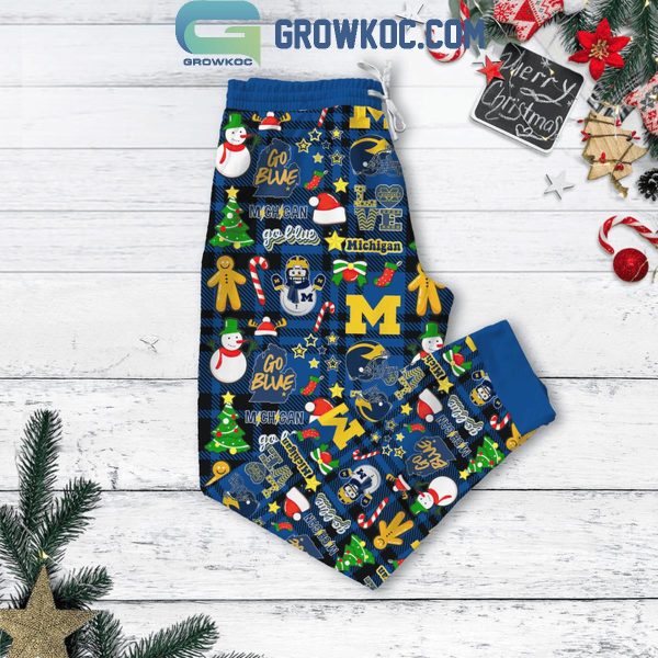 Michigan Wolverines Have An Amaizeing 2024 Christmas Fleece Pajamas Set