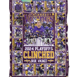 Minnesota Vikings 2024 Playoffs Clinched Skol Vikings Fleece Blanket Quilt