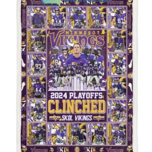 Minnesota Vikings 2024 Playoffs Clinched Skol Vikings Fleece Blanket Quilt