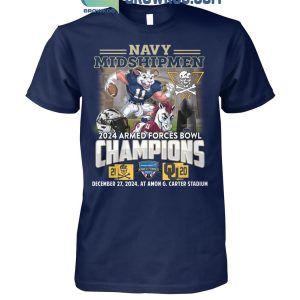 Navy Shipmen 2024 Armed Force Bowl Champion Celebrating T-Shirt