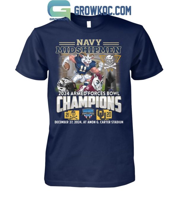 Navy Shipmen 2024 Armed Force Bowl Champion Celebrating T-Shirt