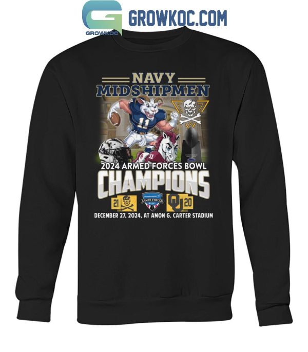 Navy Shipmen 2024 Armed Force Bowl Champion Celebrating T-Shirt