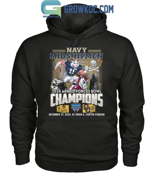 Navy Shipmen 2024 Armed Force Bowl Champion Celebrating T-Shirt