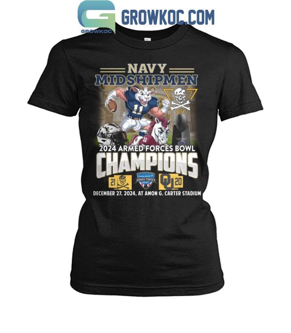 Navy Shipmen 2024 Armed Force Bowl Champion Celebrating T-Shirt