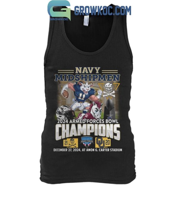 Navy Shipmen 2024 Armed Force Bowl Champion Celebrating T-Shirt