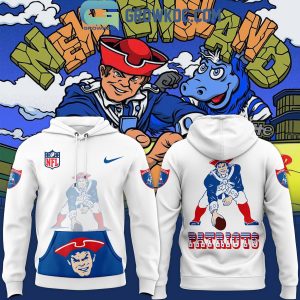 New England Patriots White Boston Patriots Throwback Club Hoodie T-Shirt