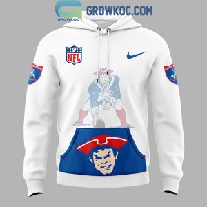 New England Patriots White Boston Patriots Throwback Club Hoodie T-Shirt