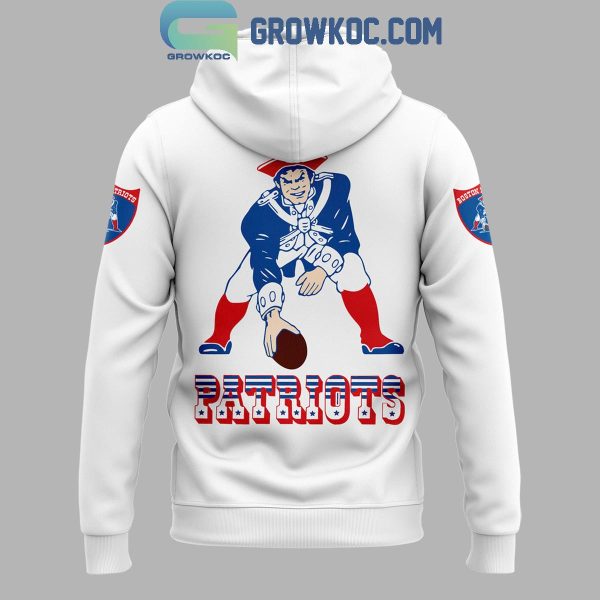 New England Patriots White Boston Patriots Throwback Club Hoodie T-Shirt