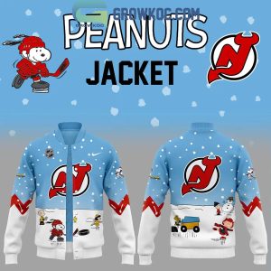 New Jersey Devils Snoopy Celebrating Peanuts Winter Break 2024 Baseball Jacket