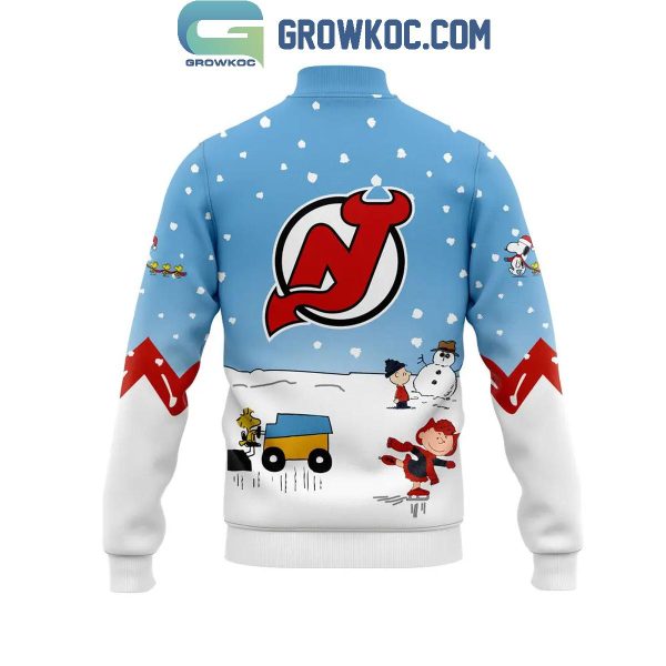 New Jersey Devils Snoopy Celebrating Peanuts Winter Break 2024 Baseball Jacket