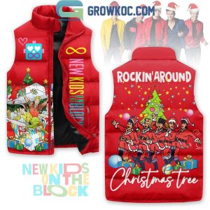 New Kids On The Block Rocking Around Christmas Tree Sleeveless Puffer Jacket