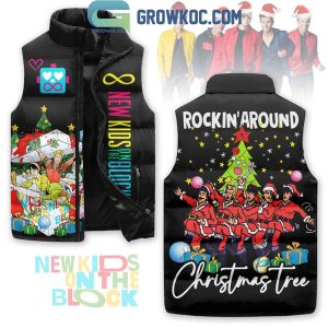 New Kids On The Block Rocking Around Christmas Tree Sleeveless Puffer Jacket