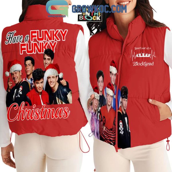 New Kids On The Block Rocking Around Funky Christmas Tree Sleeveless Puffer Jacket