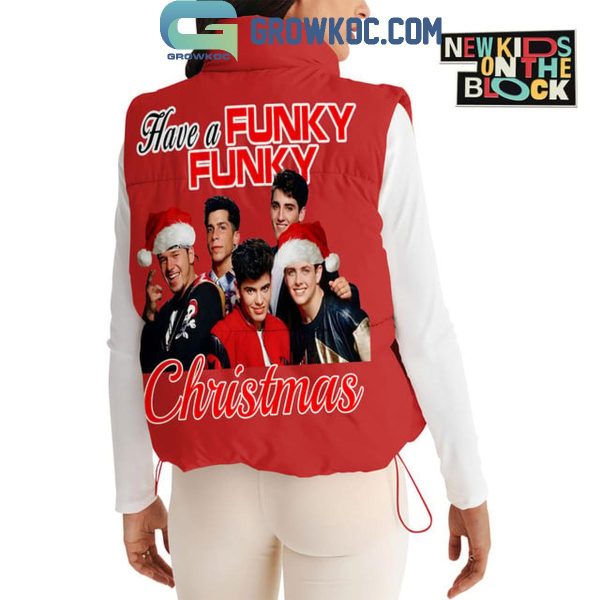 New Kids On The Block Rocking Around Funky Christmas Tree Sleeveless Puffer Jacket