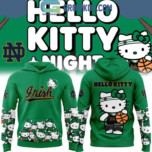 Notre Dame Fighting Irish Hello Kitty Just Stay Cool 2024 Green Hoodie T-Shirt