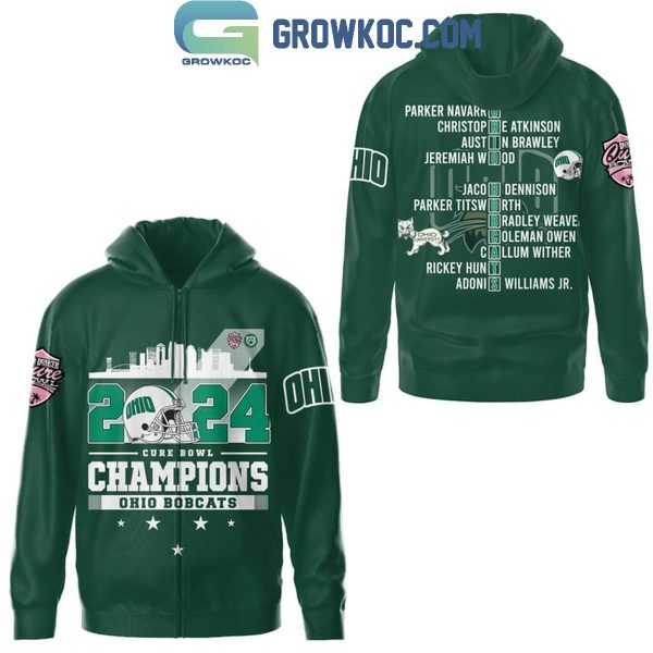 Ohio Bobcats Celebrating Staff DNA Cure Bowl 2024 Champions Hoodie T-Shirt