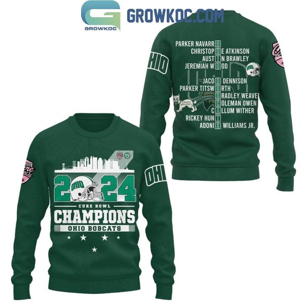 Ohio Bobcats Celebrating Staff DNA Cure Bowl 2024 Champions Hoodie T-Shirt